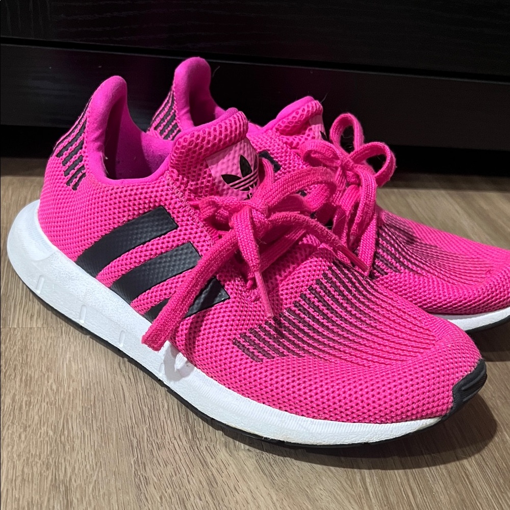 Adidas Neon Pink and Black Running Shoes
